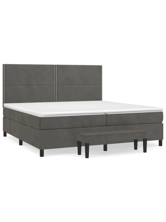 Box spring postel s matrací tmavě šedá 200x200 cm samet