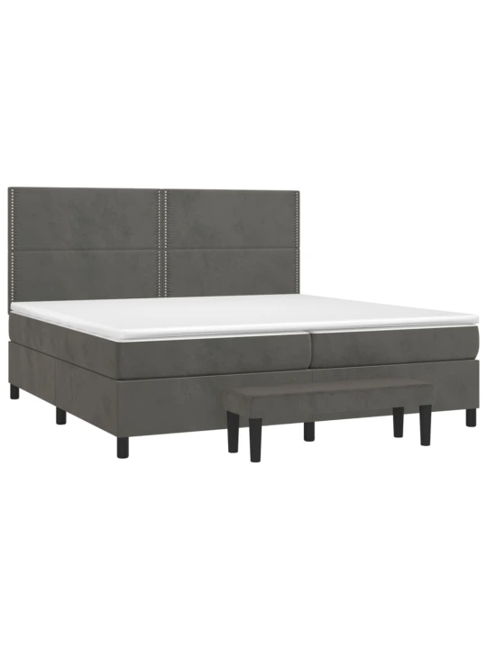 Box spring postel s matrací tmavě šedá 200x200 cm samet
