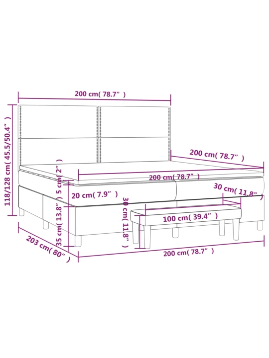 Box spring postel s matrací tmavě šedá 200x200 cm samet