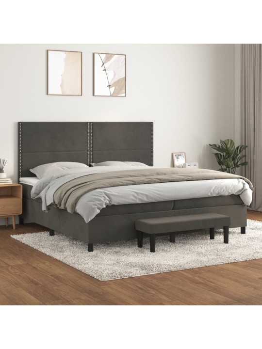 Box spring postel s matrací tmavě šedá 200x200 cm samet