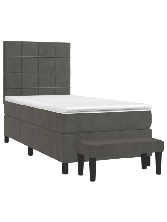 Box spring postel s matrací tmavě šedá 90x190 cm samet