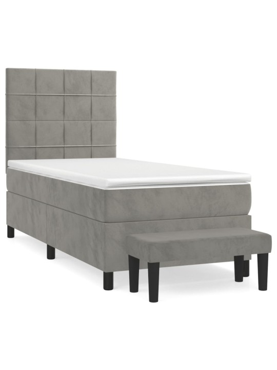 Box spring postel s matrací světle šedá 90x200 cm samet