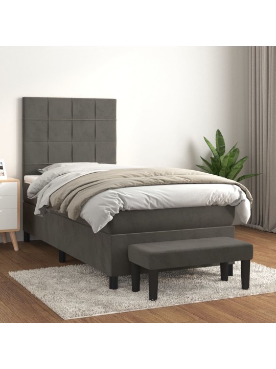Box spring postel s matrací tmavě šedá 90x200 cm samet