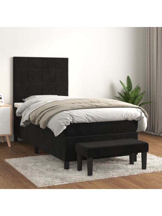 Box spring postel s matrací černá 100x200 cm samet