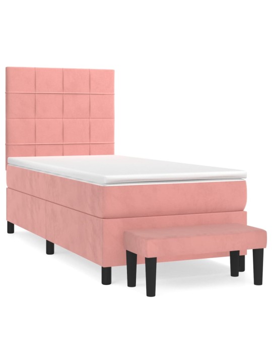 Box spring postel s matrací růžová 100x200 cm samet