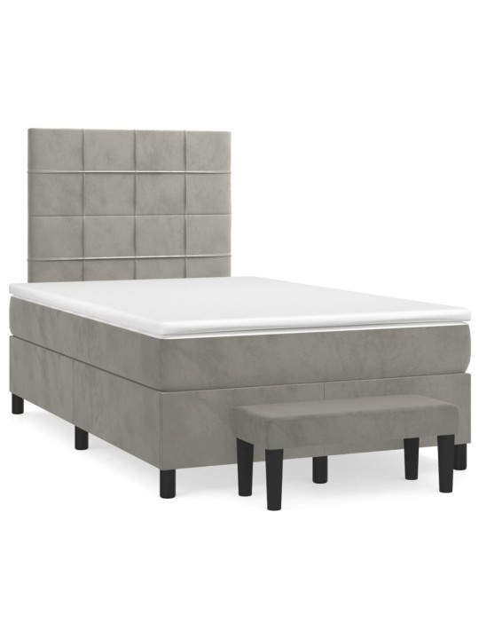 Box spring postel s matrací světle šedá 120 x 200 cm samet