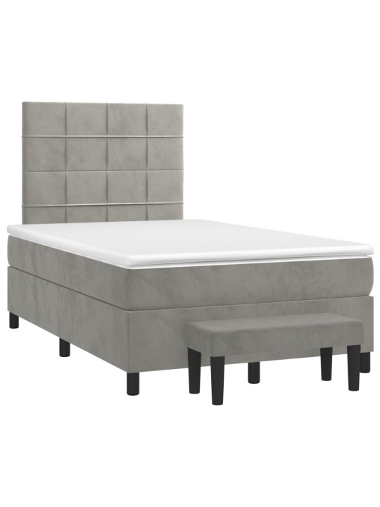 Box spring postel s matrací světle šedá 120 x 200 cm samet