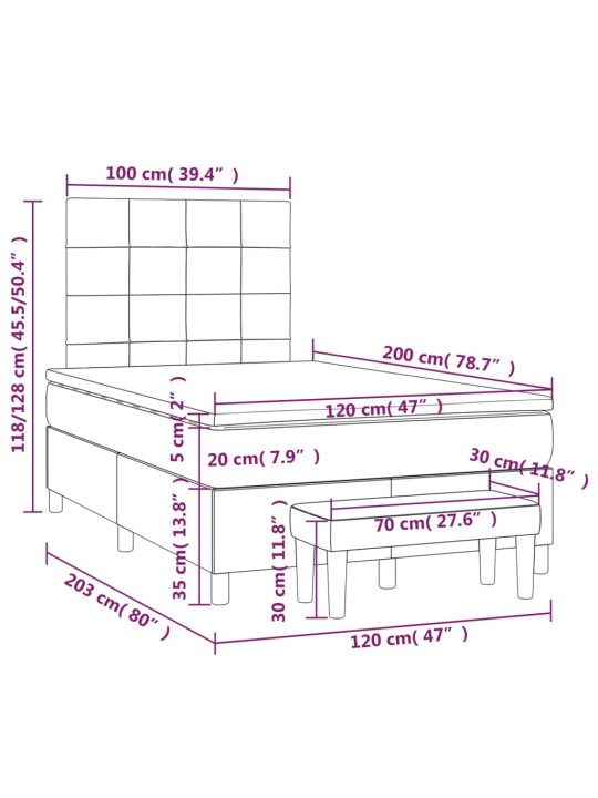 Box spring postel s matrací tmavě šedá 120 x 200 cm samet