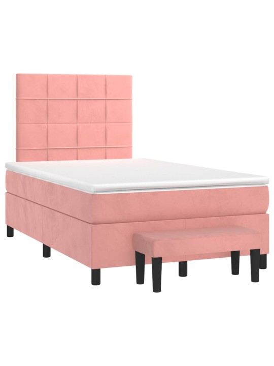Box spring postel s matrací růžová 120 x 200 cm samet