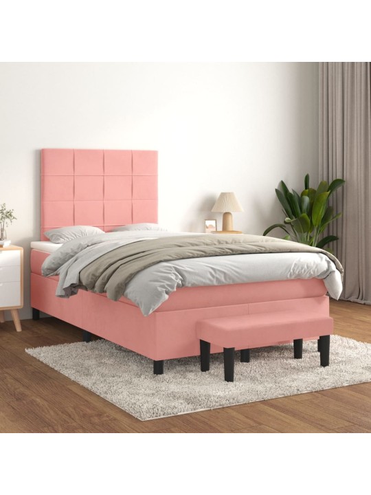 Box spring postel s matrací růžová 120 x 200 cm samet