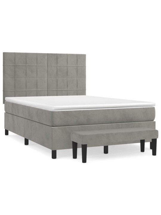 Box spring postel s matrací světle šedá 140x190 cm samet