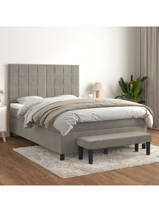 Box spring postel s matrací světle šedá 140x190 cm samet