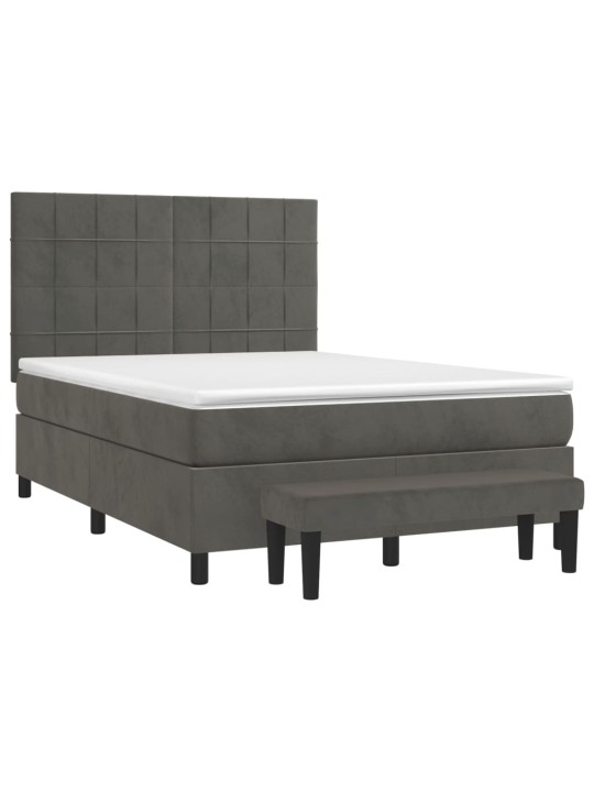 Box spring postel s matrací tmavě šedý 140 x 190 cm samet