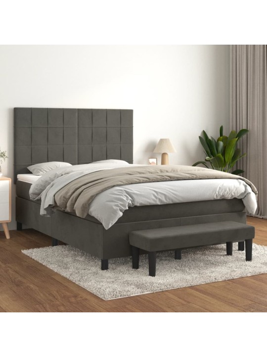 Box spring postel s matrací tmavě šedý 140 x 190 cm samet