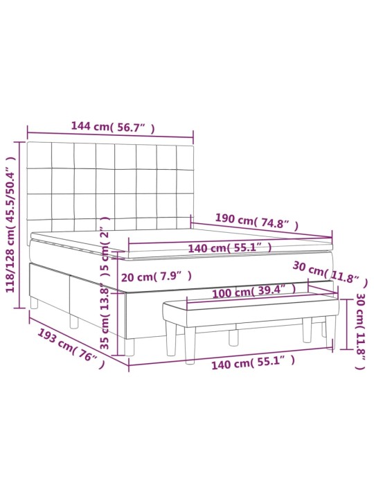 Box spring postel s matrací černá 140 x 190 cm samet