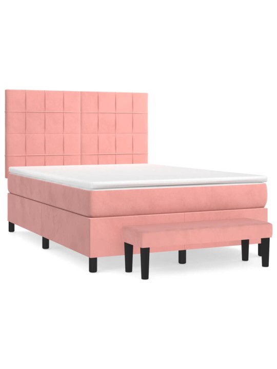 Box spring postel s matrací růžová 140x190 cm samet