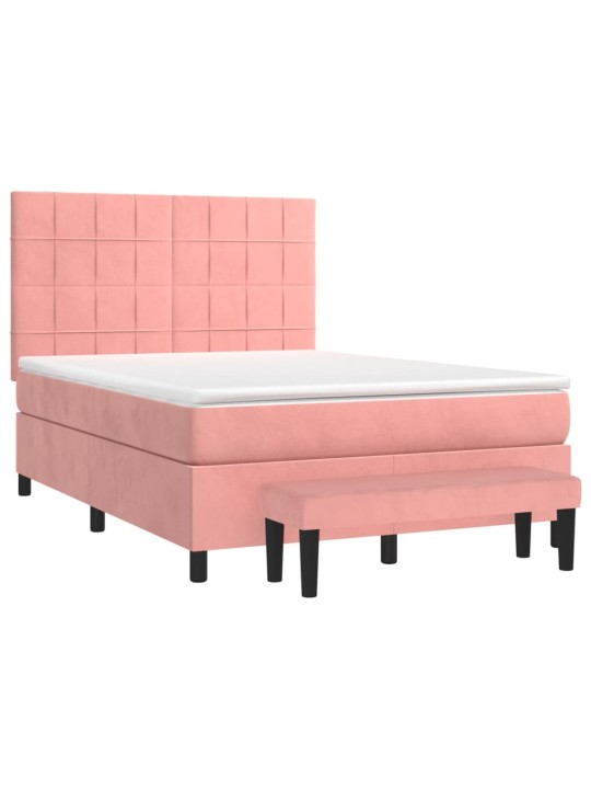 Box spring postel s matrací růžová 140x190 cm samet