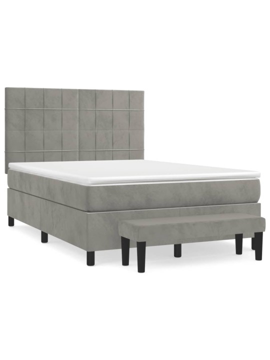 Box spring postel s matrací světle šedá 140x200 cm samet
