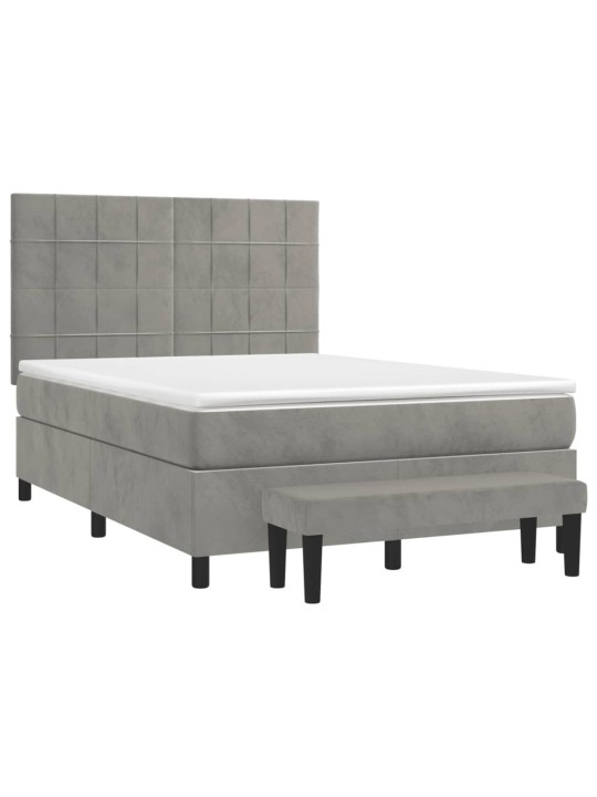 Box spring postel s matrací světle šedá 140x200 cm samet