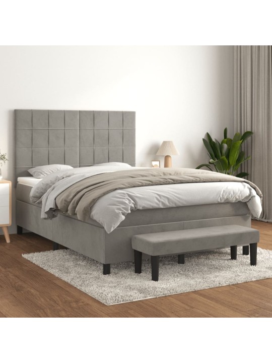 Box spring postel s matrací světle šedá 140x200 cm samet
