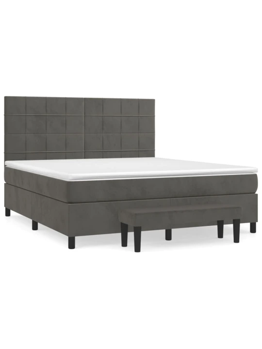 Box spring postel s matrací tmavě šedá 160x200 cm samet
