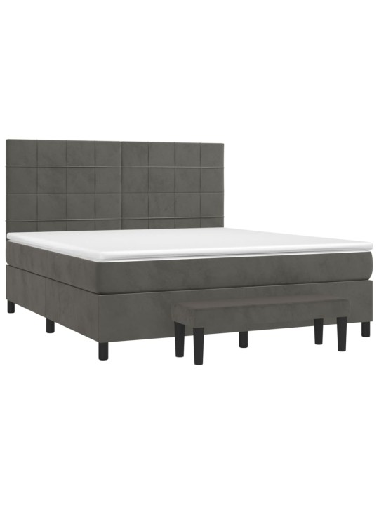 Box spring postel s matrací tmavě šedá 160x200 cm samet