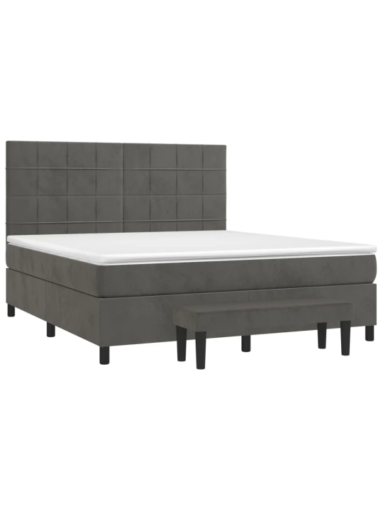 Box spring postel s matrací tmavě šedá 160x200 cm samet