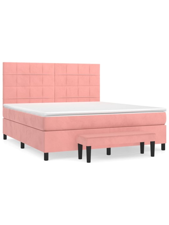 Box spring postel s matrací růžová 160x200 cm samet