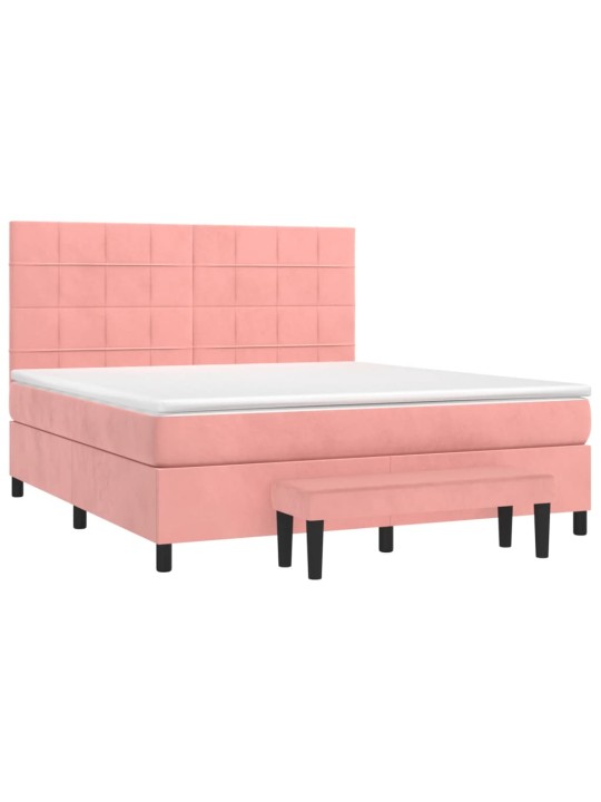 Box spring postel s matrací růžová 160x200 cm samet
