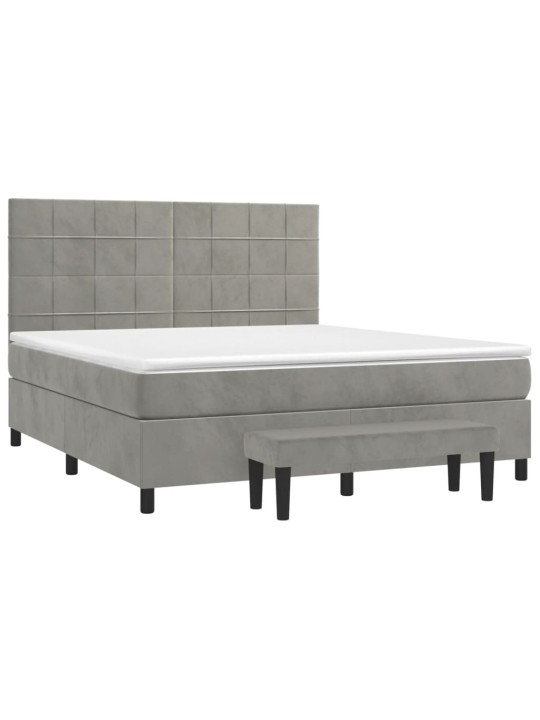 Box spring postel s matrací světle šedá 180x200 cm samet