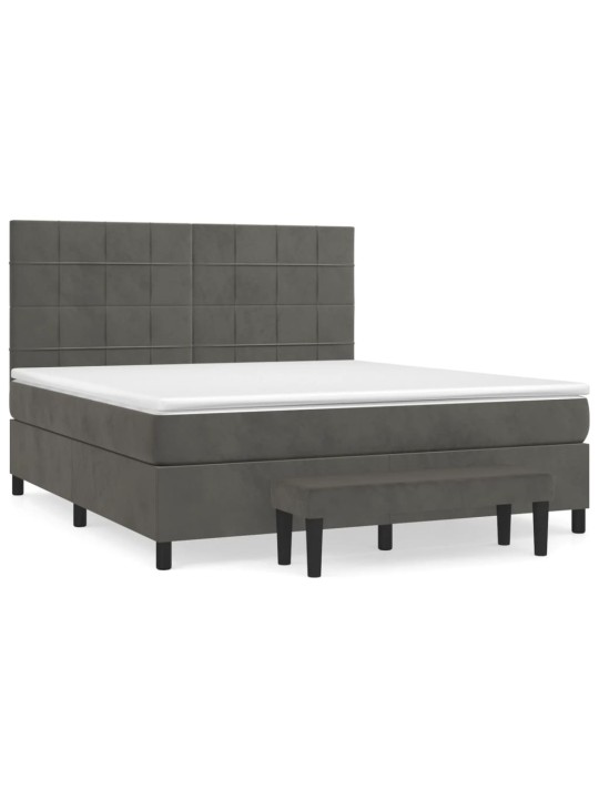 Box spring postel s matrací tmavě šedá 180x200 cm samet