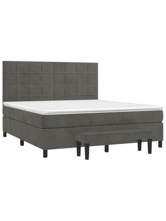 Box spring postel s matrací tmavě šedá 180x200 cm samet