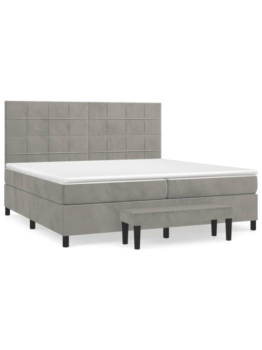 Box spring postel s matrací světle šedá 200x200 cm samet