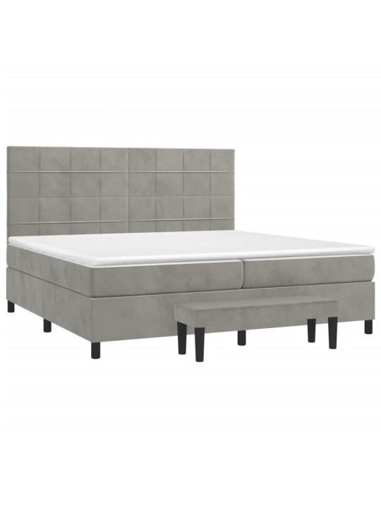 Box spring postel s matrací světle šedá 200x200 cm samet