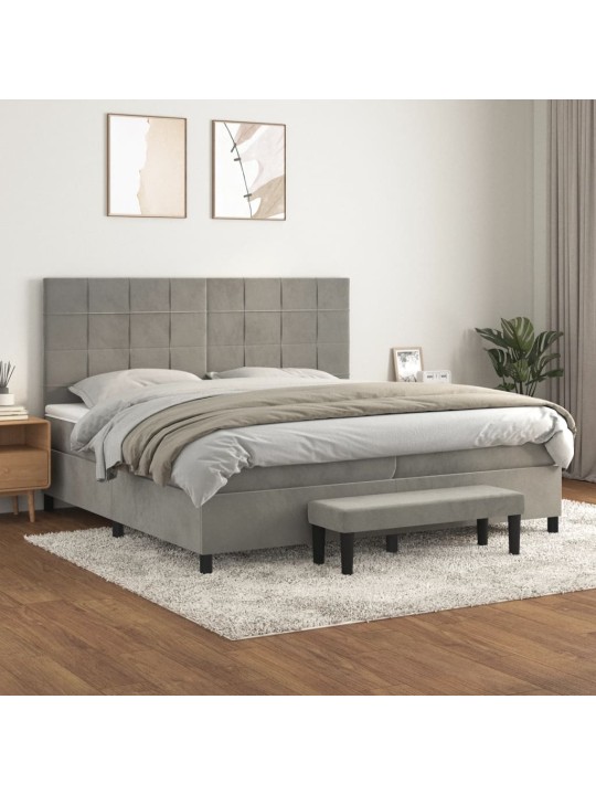 Box spring postel s matrací světle šedá 200x200 cm samet