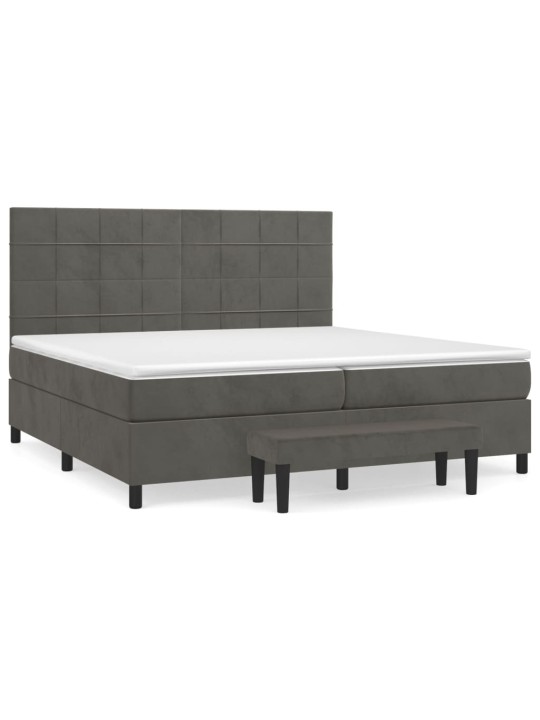 Box spring postel s matrací tmavě šedá 200x200 cm samet