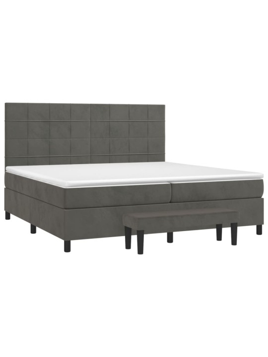 Box spring postel s matrací tmavě šedá 200x200 cm samet