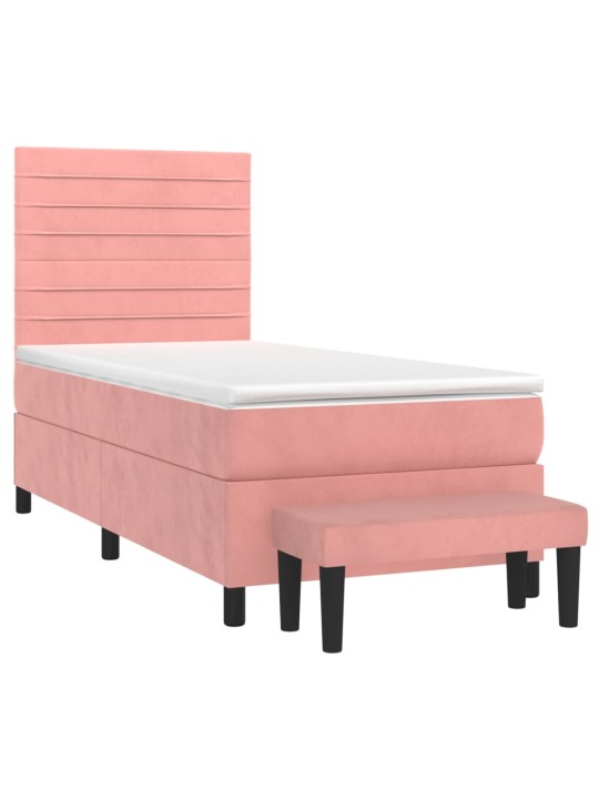 Box spring postel s matrací růžová 90x190 cm samet