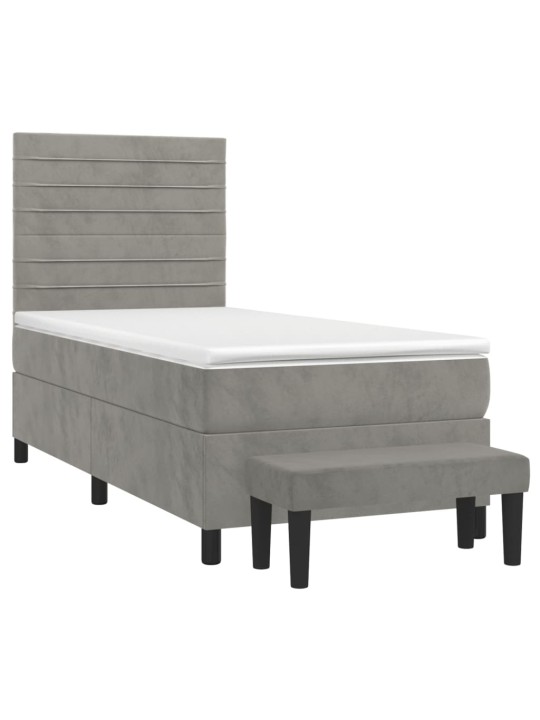 Box spring postel s matrací světle šedá 90x200 cm samet