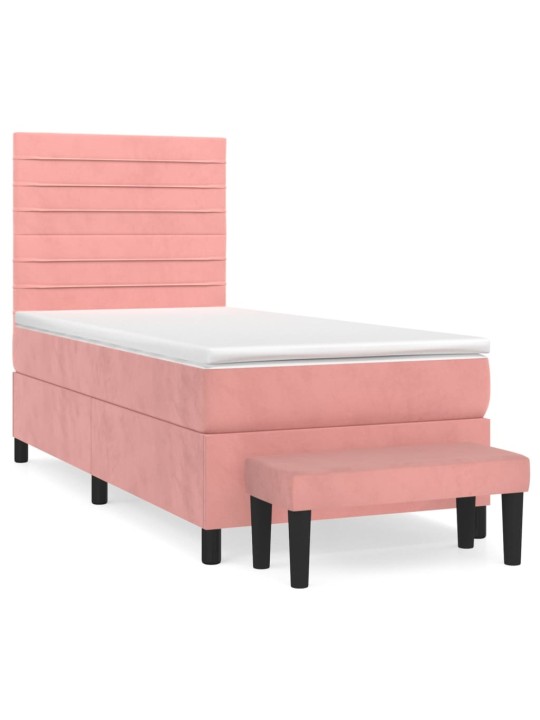Box spring postel s matrací růžová 90x200 cm samet