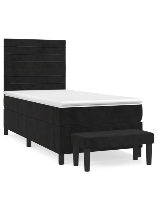 Box spring postel s matrací černá 100x200 cm samet