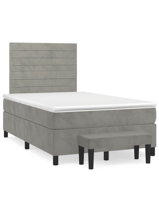 Box spring postel s matrací světle šedá 120 x 200 cm samet