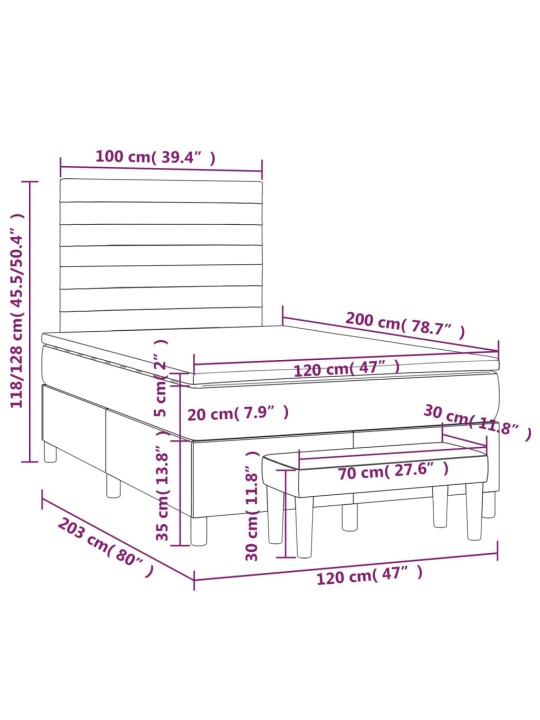 Box spring postel s matrací tmavě šedá 120 x 200 cm samet