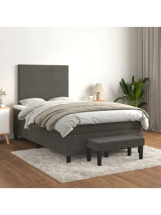 Box spring postel s matrací tmavě šedá 120 x 200 cm samet