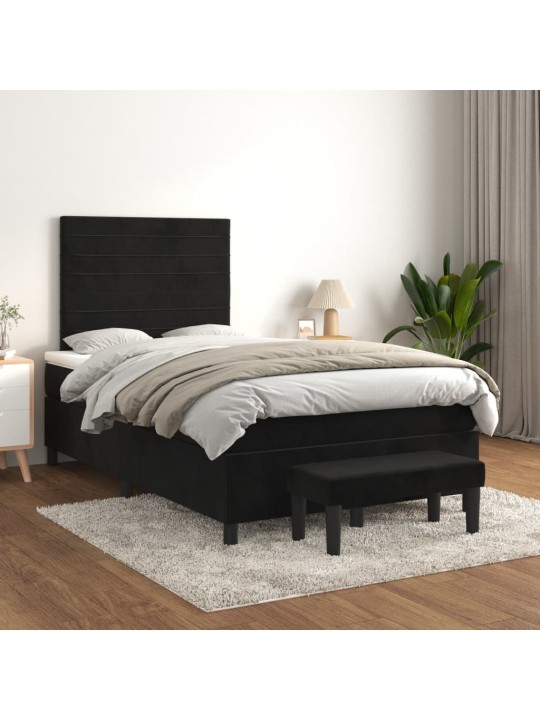 Box spring postel s matrací černá 120 x 200 cm samet