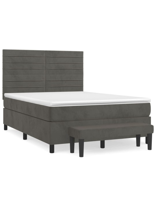 Box spring postel s matrací tmavě šedý 140 x 190 cm samet