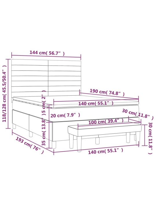 Box spring postel s matrací tmavě šedý 140 x 190 cm samet