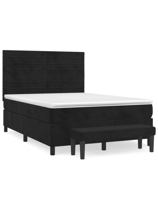 Box spring postel s matrací černá 140 x 190 cm samet