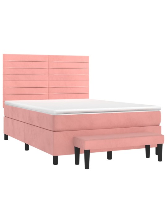 Box spring postel s matrací růžová 140x190 cm samet