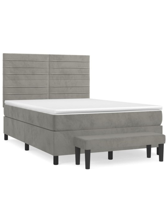 Box spring postel s matrací světle šedá 140x200 cm samet